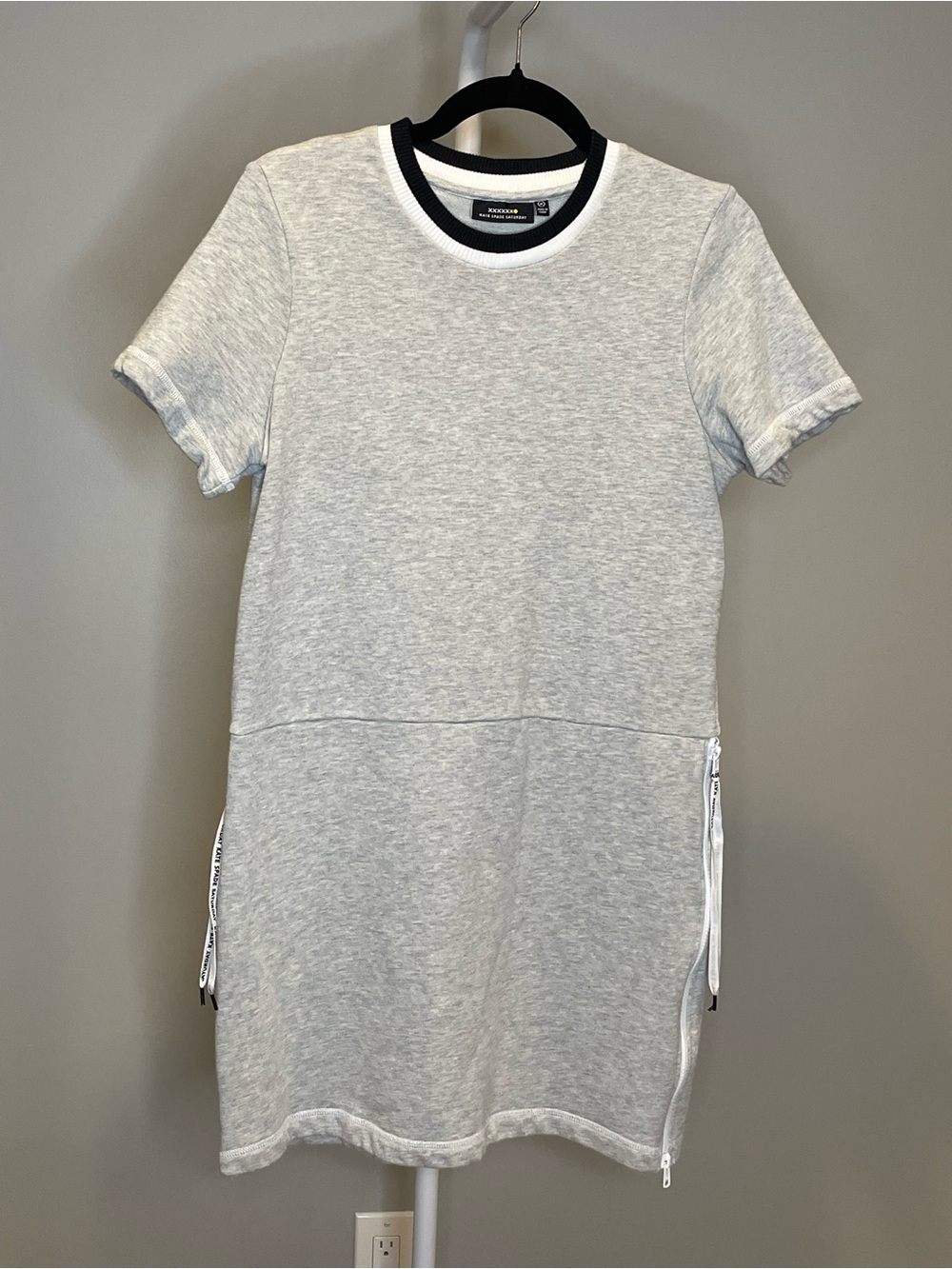 Kate Spade Saturday Heather Gray Short Sleeve Mini Dress with Black-Trim Collar